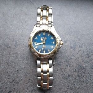 Fossil Blue Dial Watch with Gold and Silver Stainless Steel Band